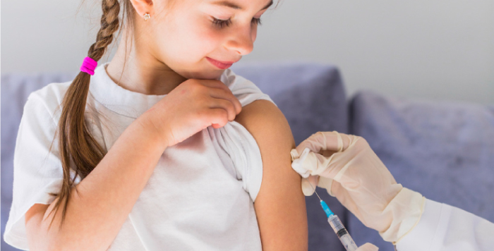 Child receives immunisation